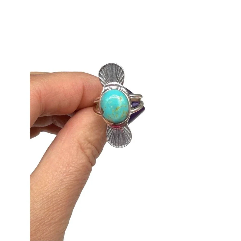 Kingman Turquoise Ring Size 6.5 Solid 925 Sterling Silver